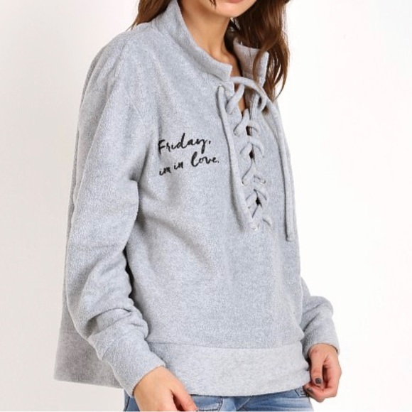 nwt Daydream Nation Friday I'm in Love Pullover Grey Dolls Kill medium - Picture 1 of 3